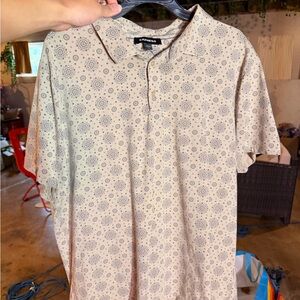 Express Men’s (XL) Beige Patterned Polo Shirt